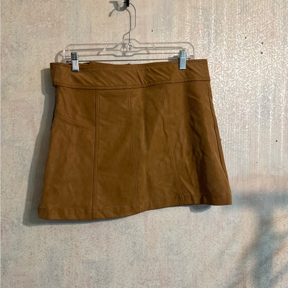 Free People Boho Western Streetwear Ari Wrapped Camel Mini Skirt, Sz 12 - Picture 2 of 10